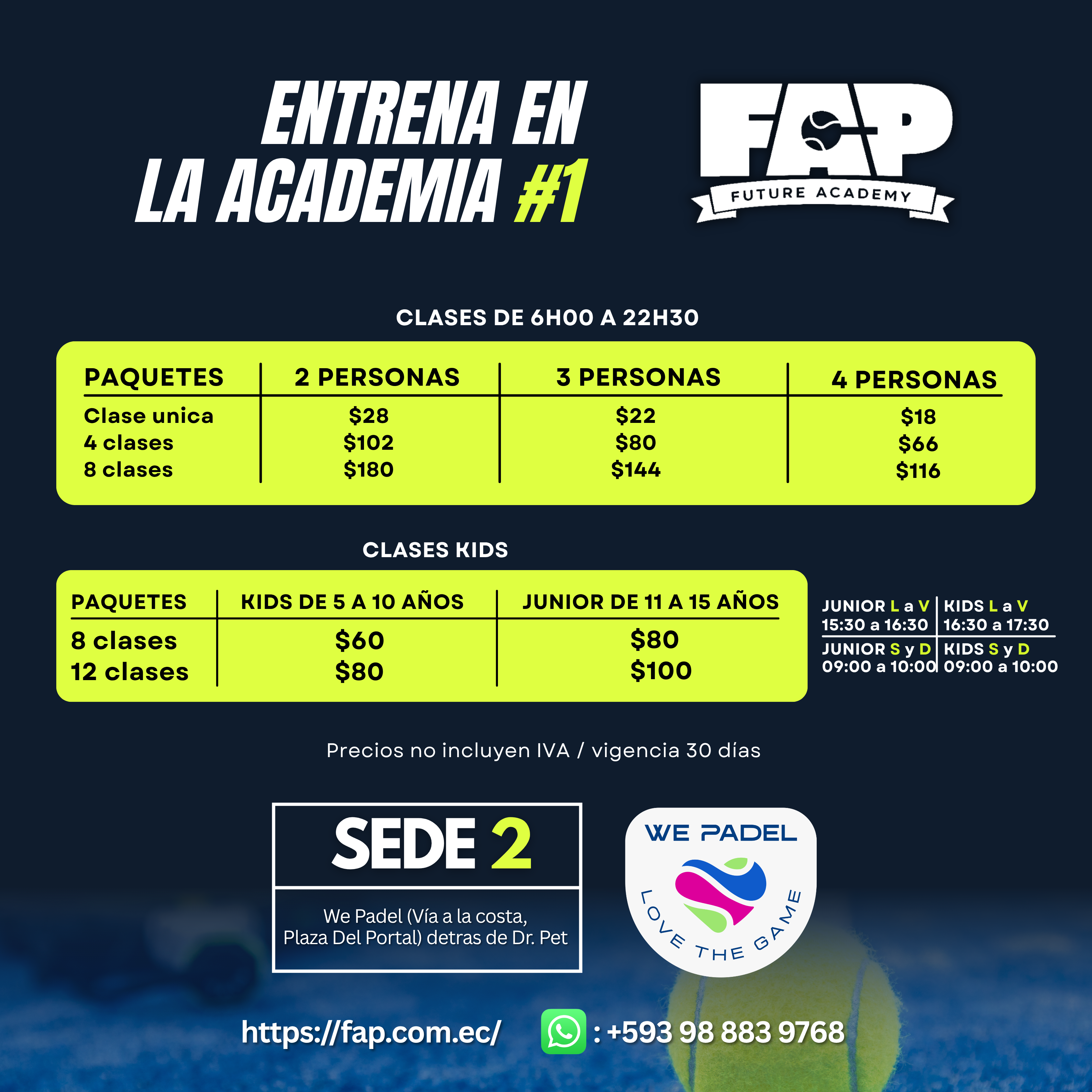 Precios We Padel FAP